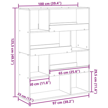 Raumteiler Grau Sonoma 100x33x125,5 cm Holzwerkstoff