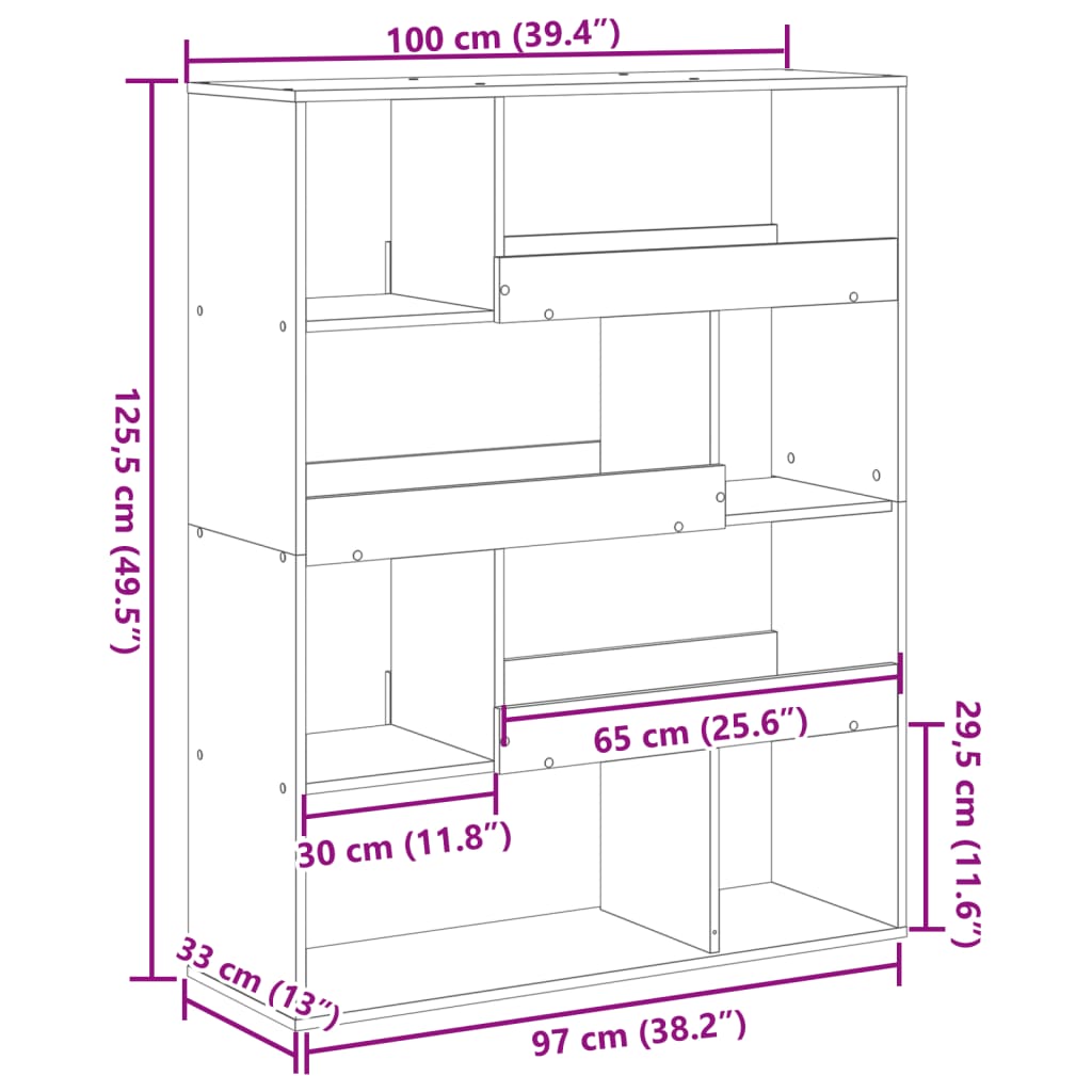 Raumteiler Eichen-Optik 100x33x125,5 cm Holzwerkstoff