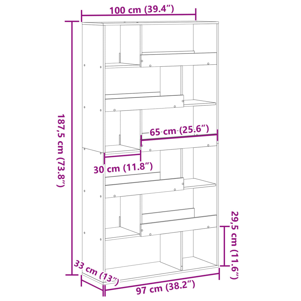 Raumteiler Schwarz 100x33x187,5 cm Holzwerkstoff