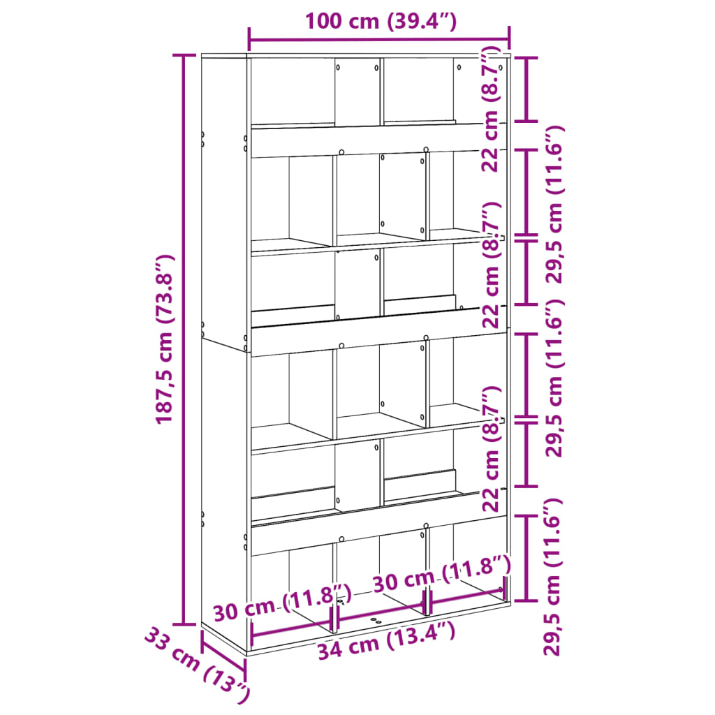 Raumteiler Schwarz 100x33x187,5 cm Holzwerkstoff