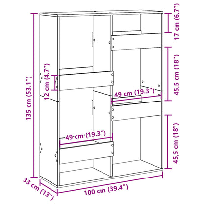 Raumteiler Sonoma-Eiche 100x33x135 cm Holzwerkstoff