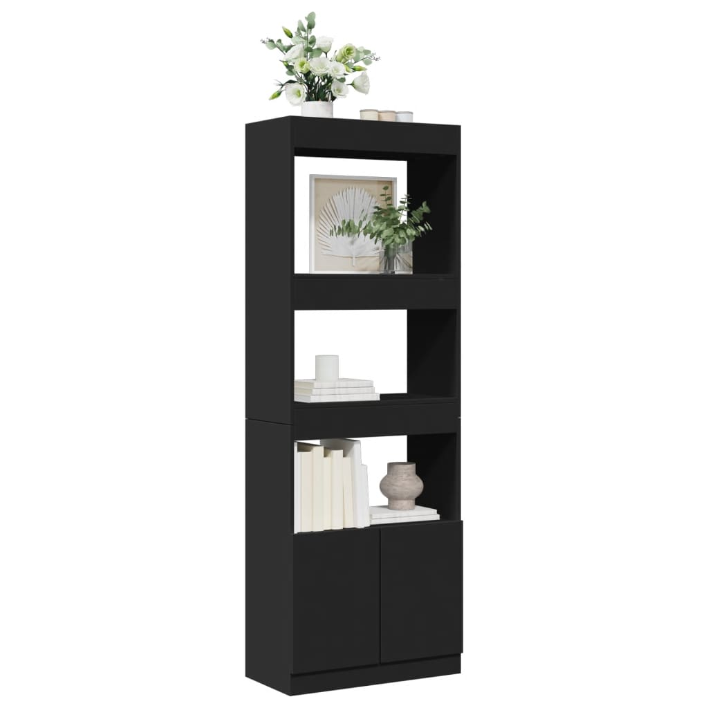 Highboard 63x33x180 cm Schwarz Holzwerkstoff