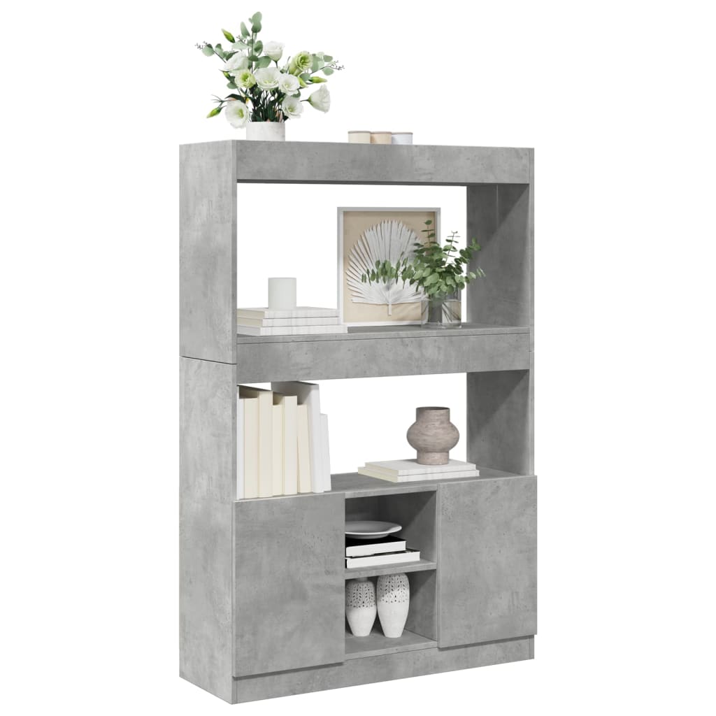 Highboard Betongrau 92x33x140 cm Holzwerkstoff