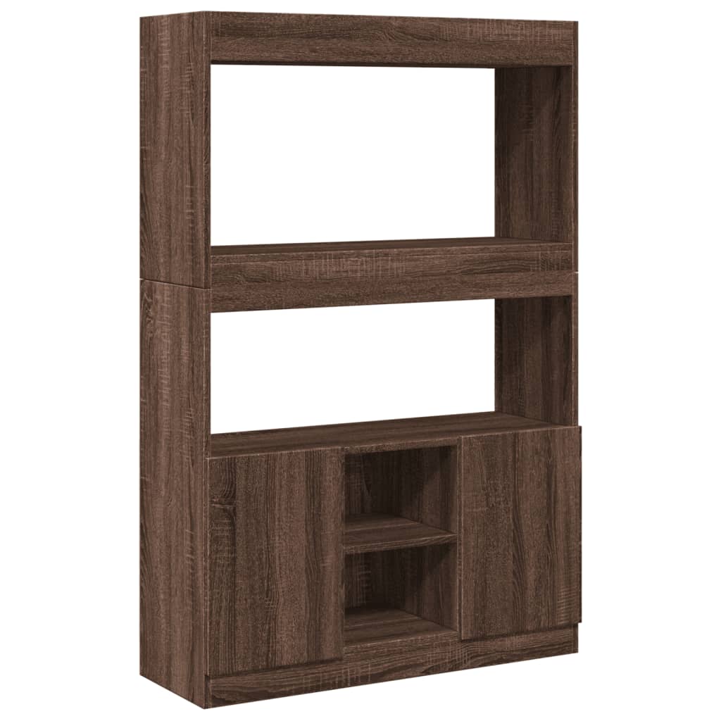 Highboard Braun Eichen-Optik 92x33x140 cm Holzwerkstoff