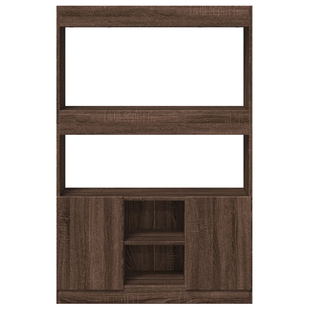 Highboard Braun Eichen-Optik 92x33x140 cm Holzwerkstoff