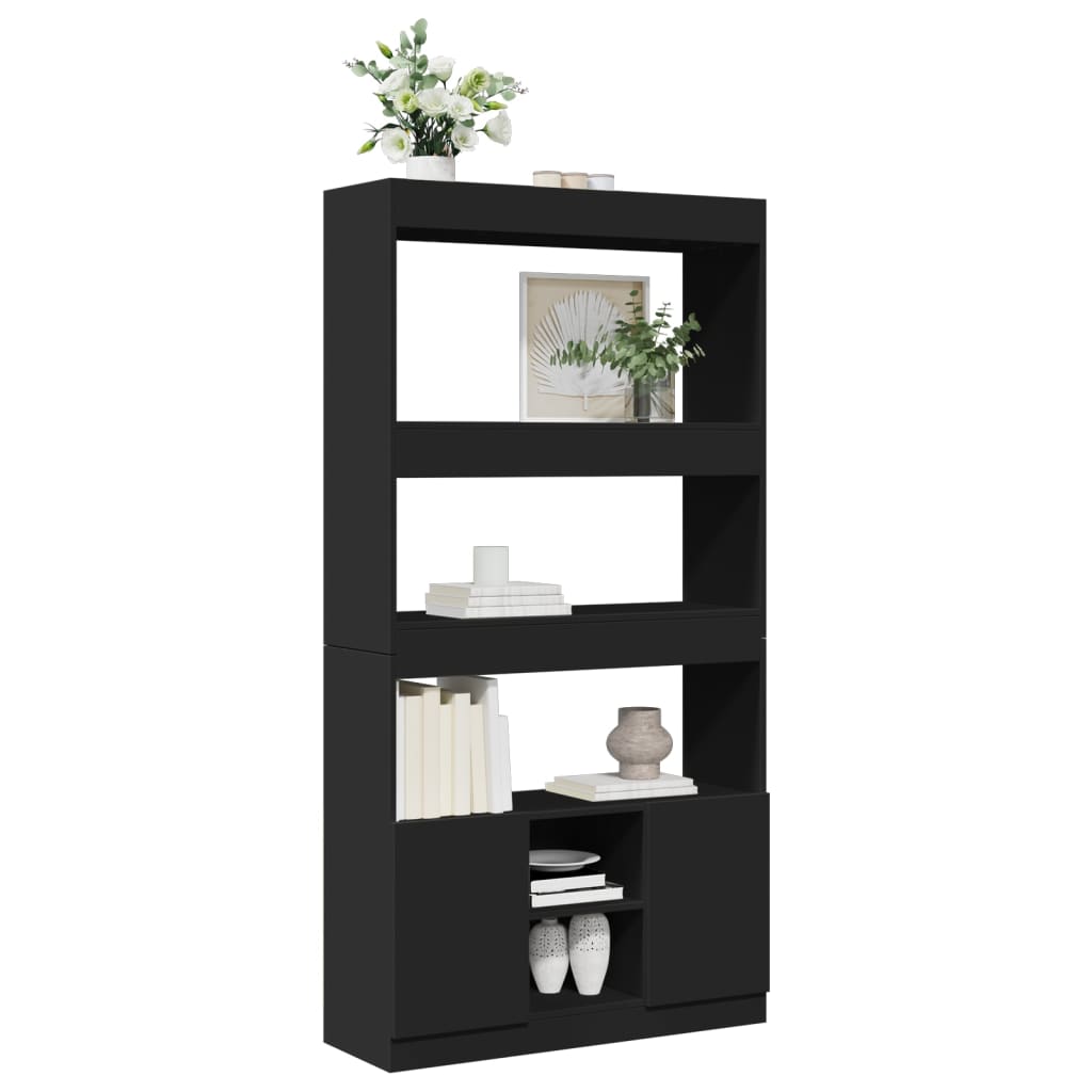 Highboard Schwarz 92x33x180 cm Holzwerkstoff