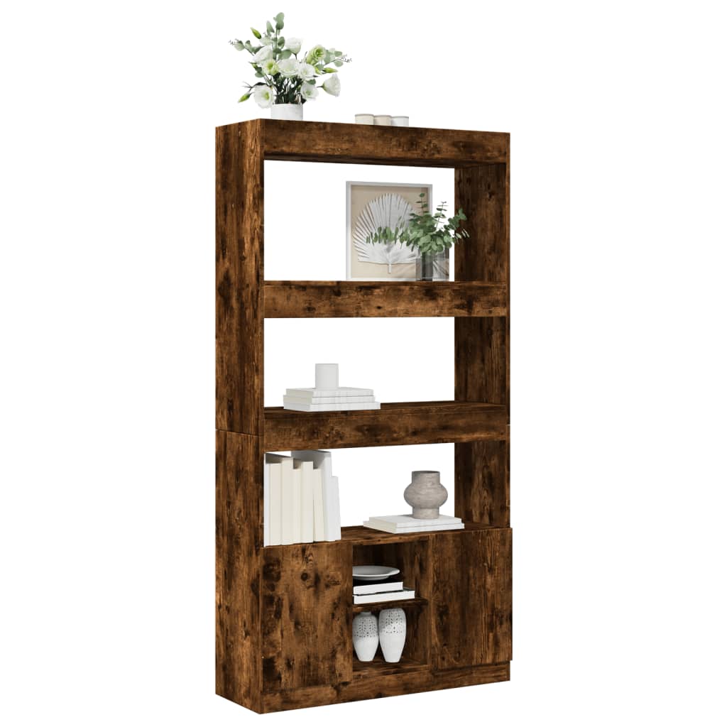 Highboard Räuchereiche 92x33x180 cm Holzwerkstoff