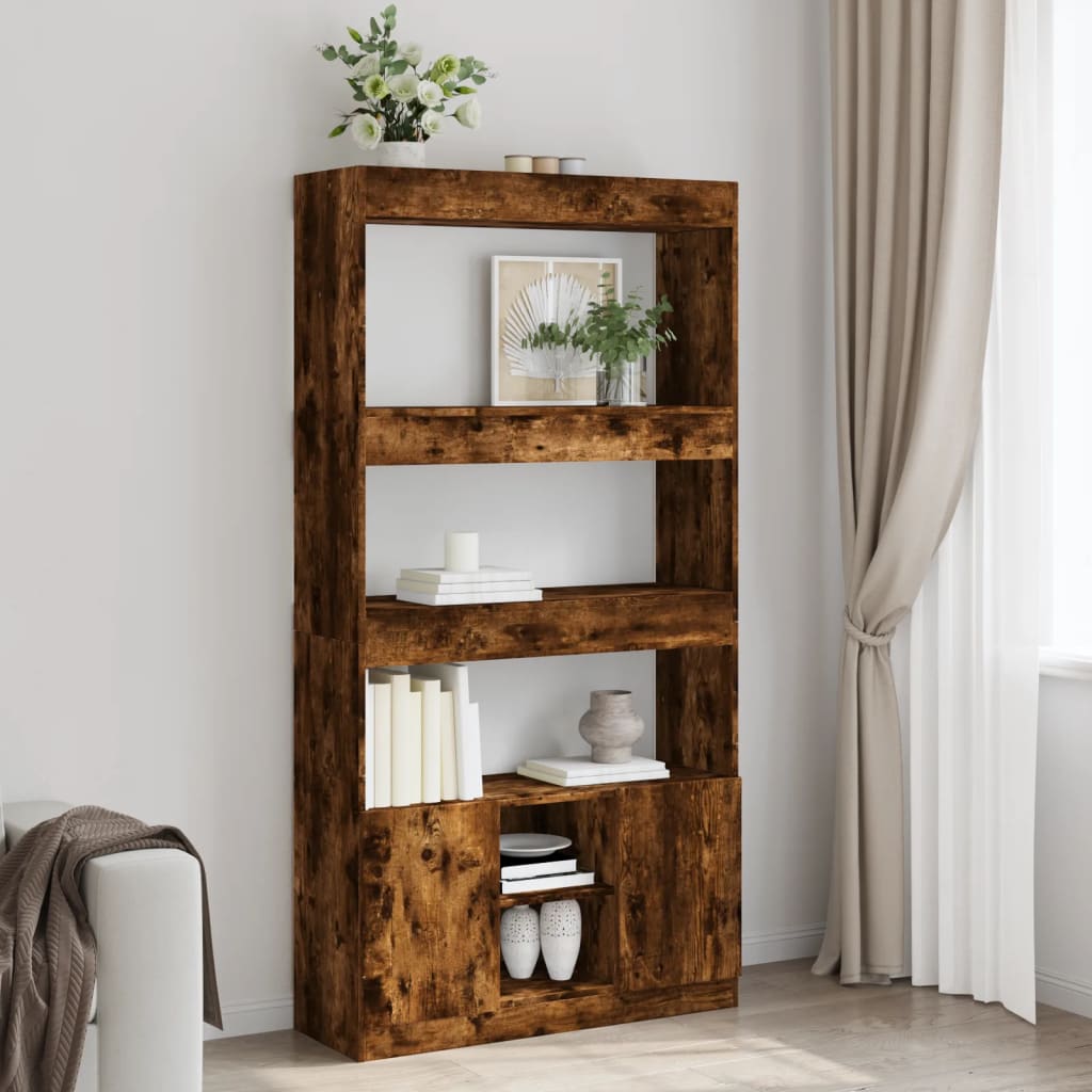 Highboard Räuchereiche 92x33x180 cm Holzwerkstoff