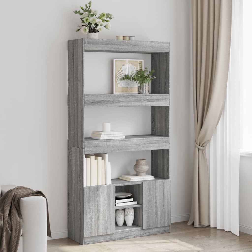 Highboard Grau Sonoma 92x33x180 cm Holzwerkstoff