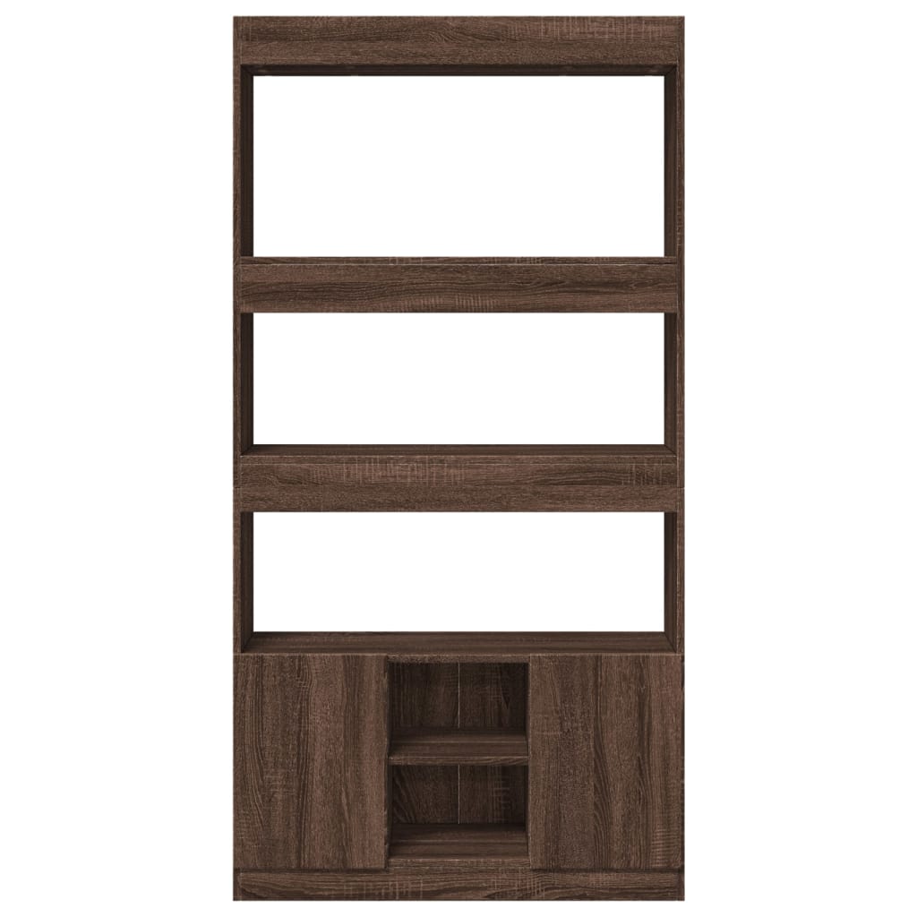 Highboard Braun Eichen-Optik 92x33x180 cm Holzwerkstoff