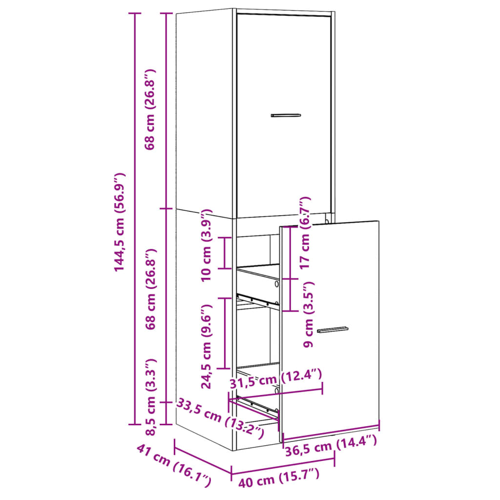 Apothekerschrank Sonoma-Eiche 40x41x144,5 cm Holzwerkstoff