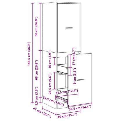 Apothekerschrank Betongrau 40x41x144,5 cm Holzwerkstoff