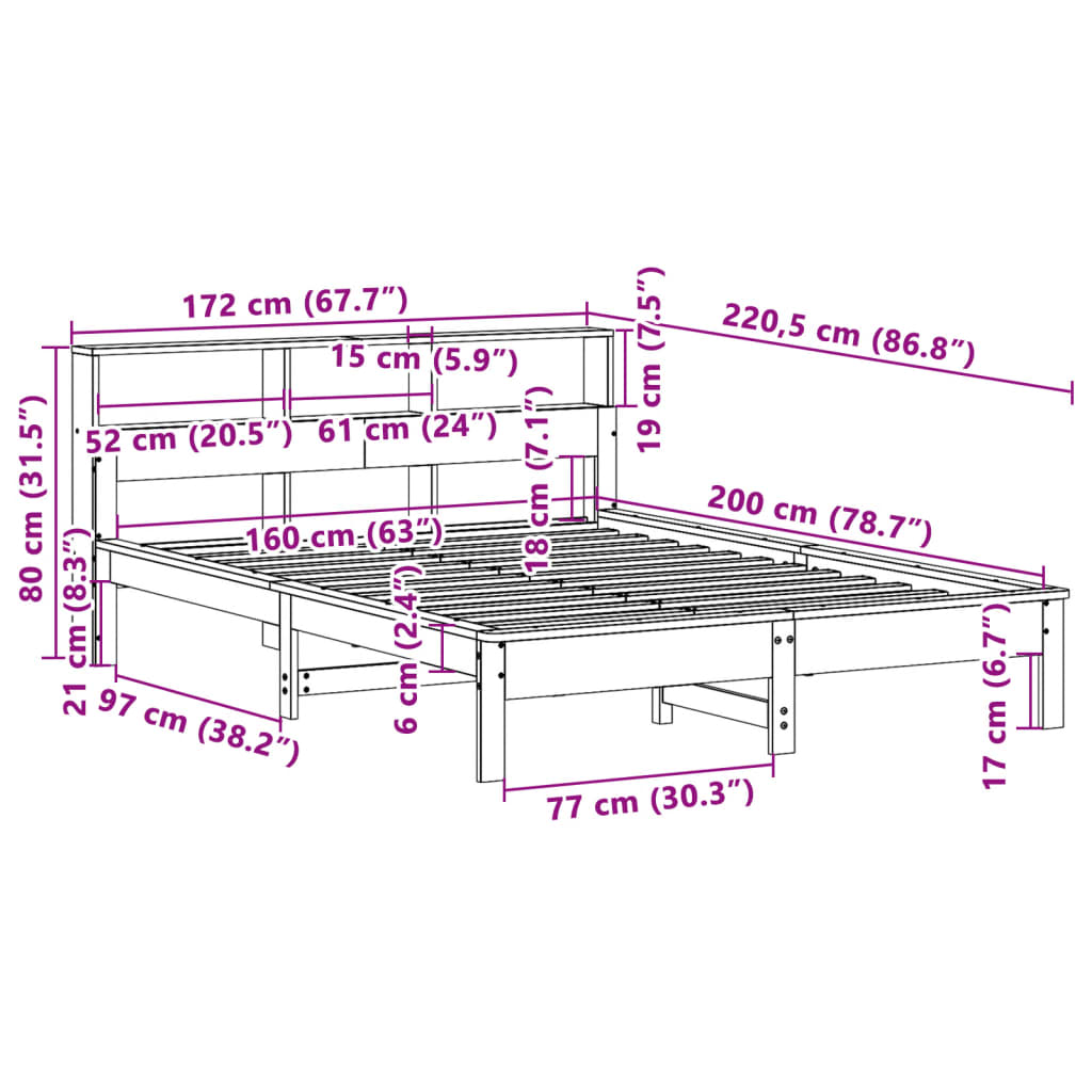 Massivholzbett ohne Matratze Weiß 160x200 Kiefernholz