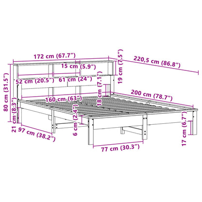 Massivholzbett ohne Matratze Weiß 160x200 Kiefernholz