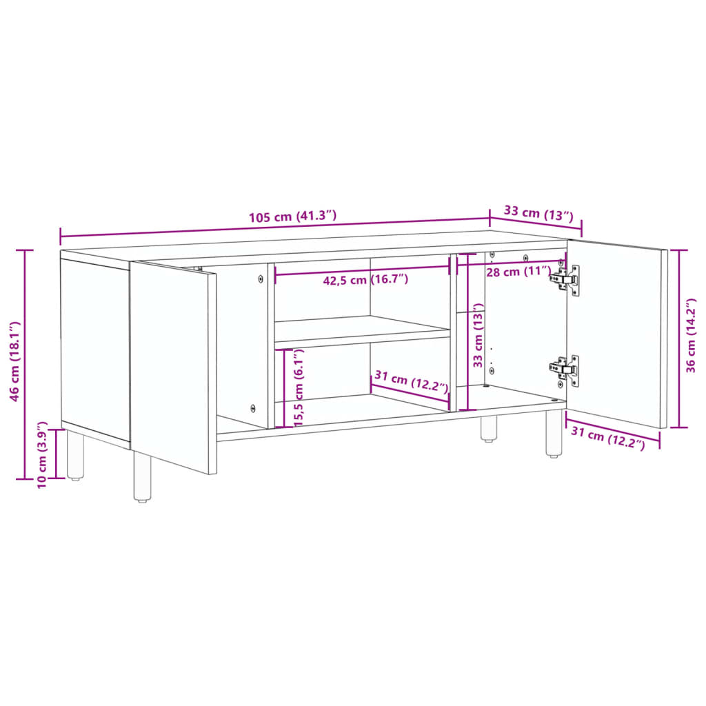 TV-Schrank Schwarz 105x33x46 cm Holzwerkstoff