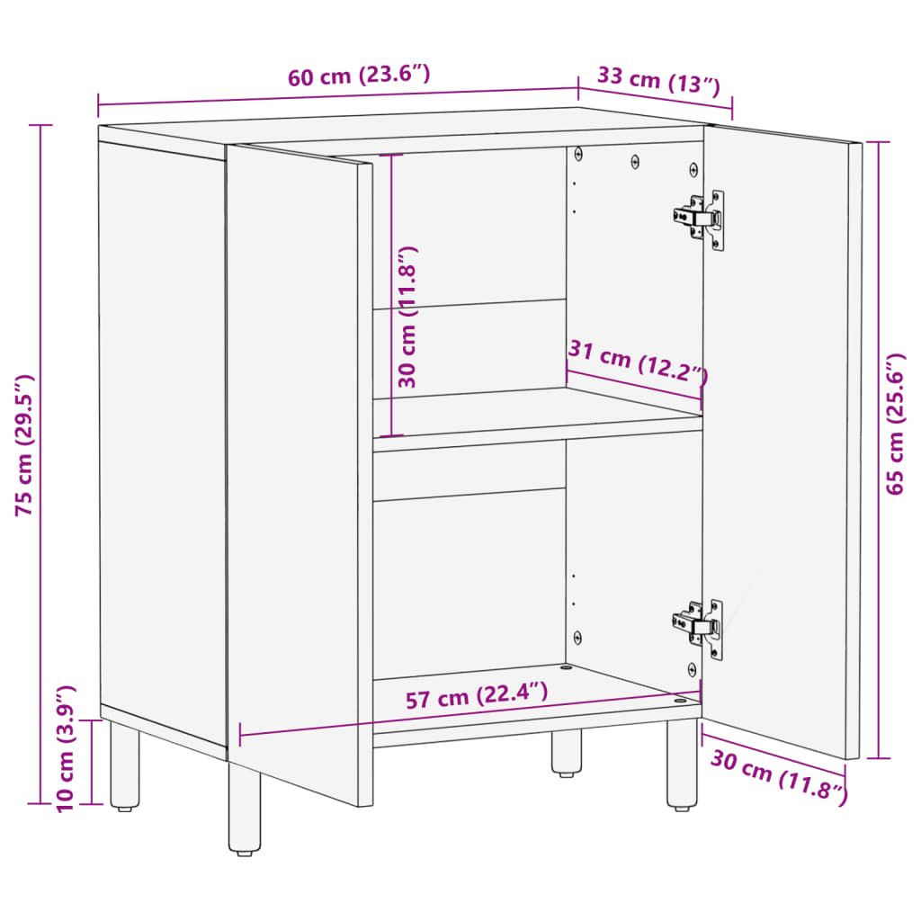 Sideboard Schwarz 60x33x75 cm Holzwerkstoff