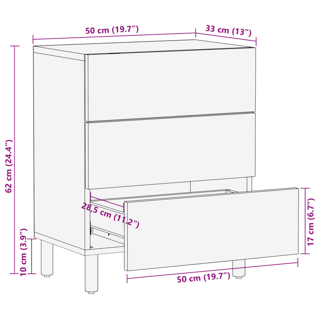 Nachttisch Schwarz 50x33x62 cm Holzwerkstoff