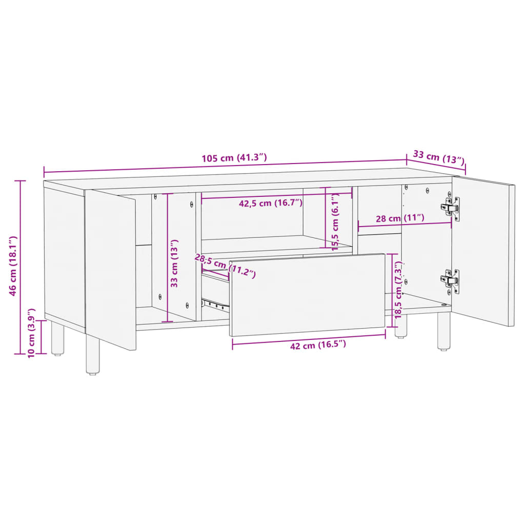 TV-Schrank Schwarz 105x33x46 cm Holzwerkstoff