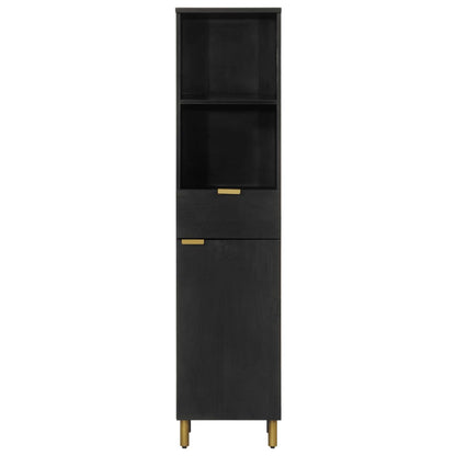 Badschrank Schwarz 38x33x160 cm Massivholz Mango