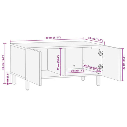 Couchtisch Schwarz 80x50x40 cm Raues Mangoholz