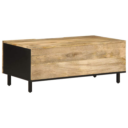 Couchtisch Schwarz 100x54x40 cm Raues Mangoholz