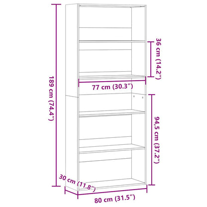 Bücherregal Grau Sonoma 80x30x189 cm Holzwerkstoff