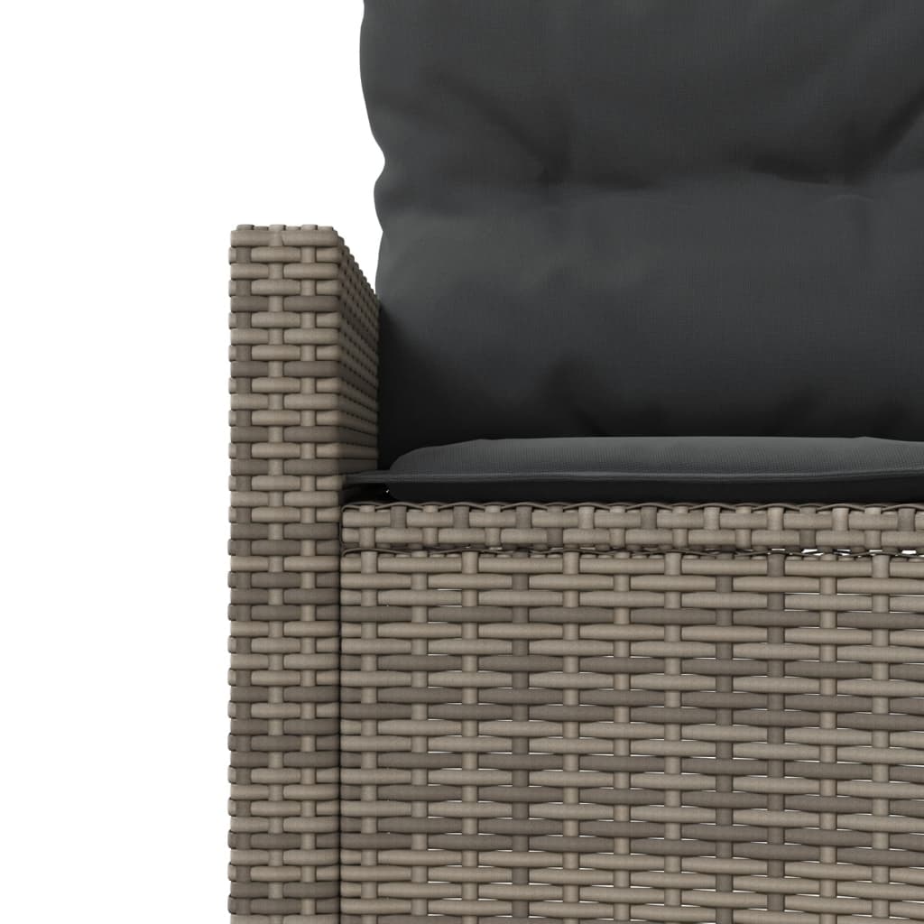 Gartensofa mit Tisch und Kissen Halbrund Grau Poly Rattan