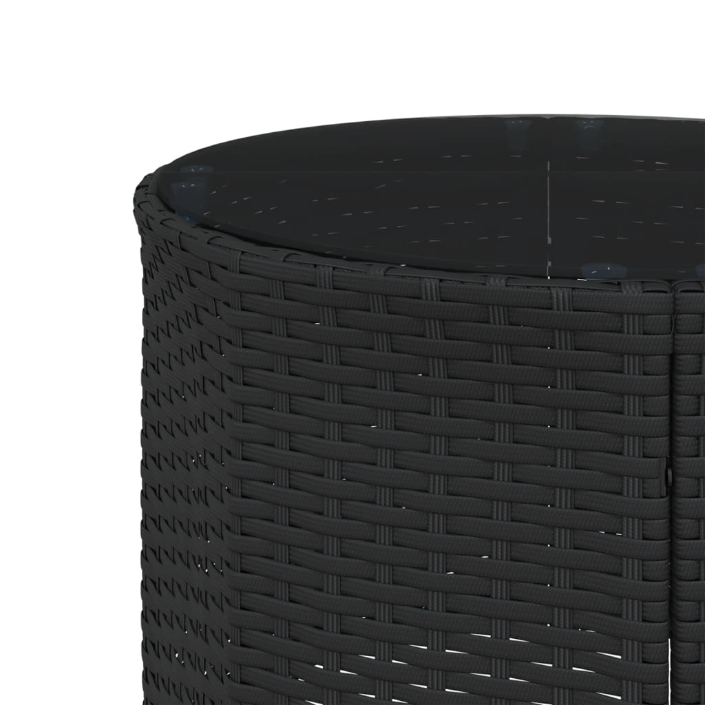 Gartensofa mit Tisch und Kissen Halbrund Schwarz Poly-Rattan