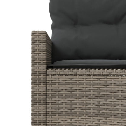 Gartensofa mit Tisch und Kissen Rund Grau Poly Rattan