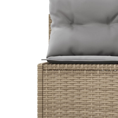 Gartensofa mit Kissen Rund Beige Poly-Rattan