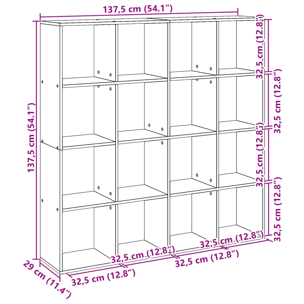 Bücherregal Sonoma-Eiche 137,5x29x137,5 cm Holzwerkstoff