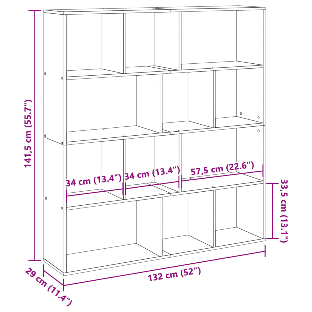 Bücherregal Schwarz 132x29x141,5 cm Holzwerkstoff