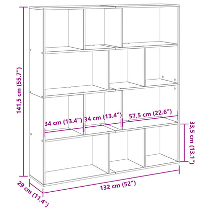 Bücherregal Schwarz 132x29x141,5 cm Holzwerkstoff