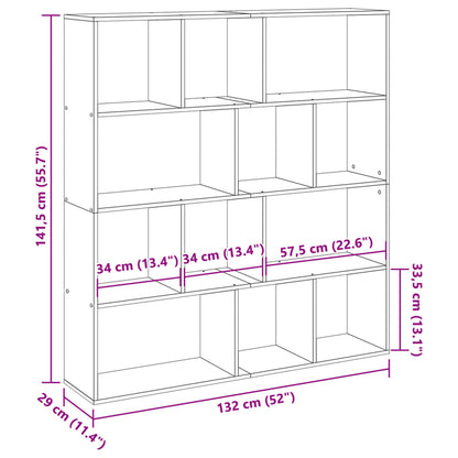 Bücherregal Betongrau 132x29x141,5 cm Holzwerkstoff