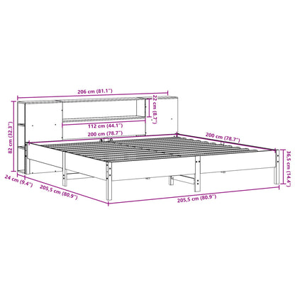 Massivholzbett mit Regal ohne Matratze Wachsbraun 200x200 cm