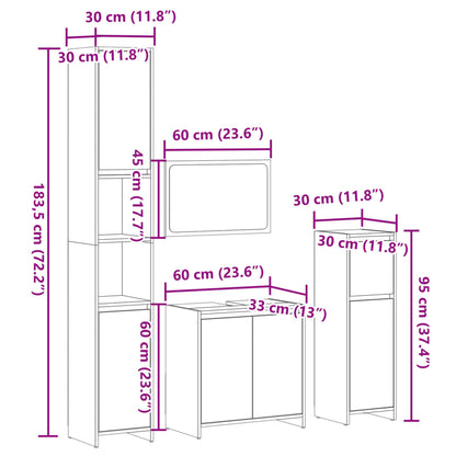 4-tlg. Badmöbel-Set Sonoma-Eiche Holzwerkstoff