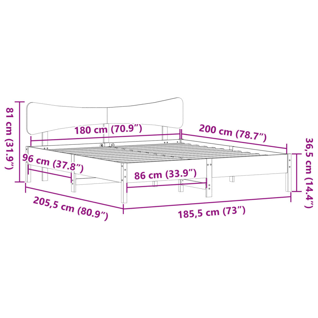 Massivholzbett ohne Matratze Weiß 180x200 cm Kiefernholz