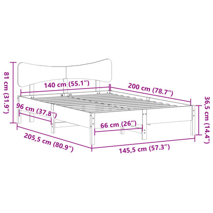 Massivholzbett ohne Matratze 140x200 cm Kiefernholz