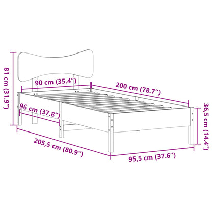 Massivholzbett ohne Matratze Weiß 90x200 cm Kiefernholz