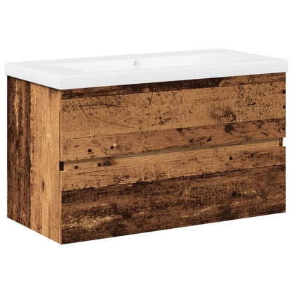 Waschbeckenschrank mit Einbaubecken Altholz-Optik 81x39,5x49 cm