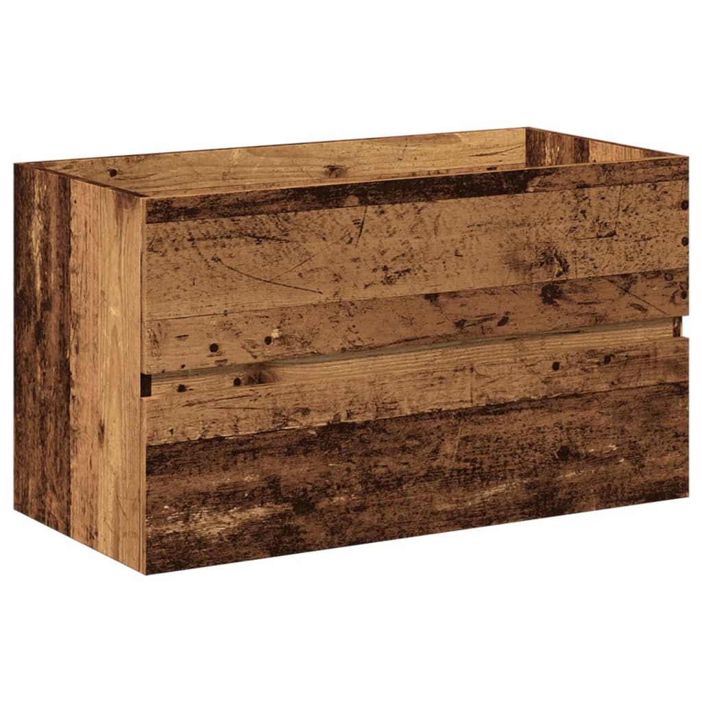 Waschbeckenschrank mit Einbaubecken Altholz-Optik 81x39,5x49 cm