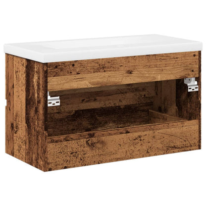 Waschbeckenschrank mit Einbaubecken Altholz-Optik 81x39,5x49 cm