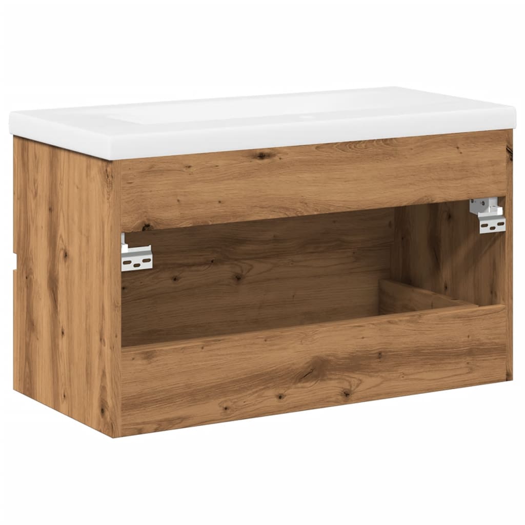 Waschbeckenschrank mit Einbaubecken Artisan-Eiche 81x39,5x49 cm