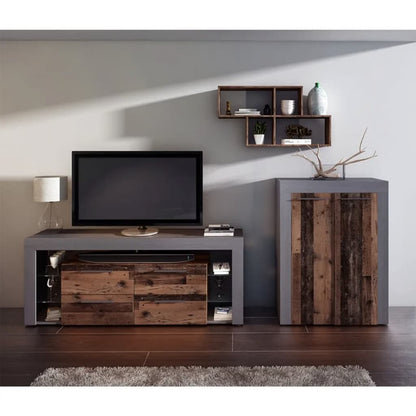 FMD wall shelf with 4 compartments antique style dark brown anthracite