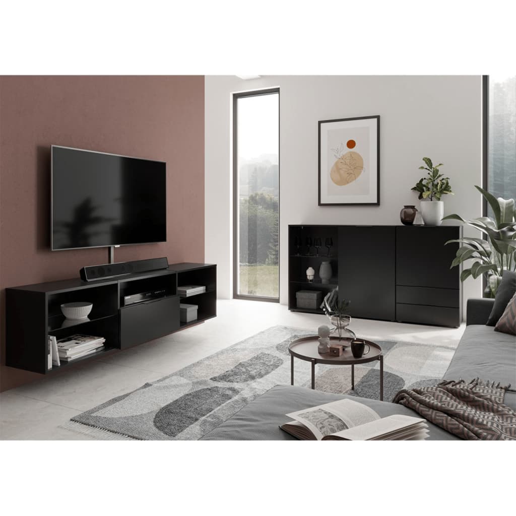FMD TV cabinet 153.5x31.7x52 cm black