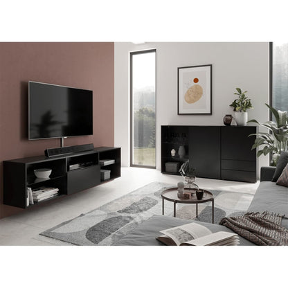 FMD TV cabinet 153.5x31.7x52 cm black
