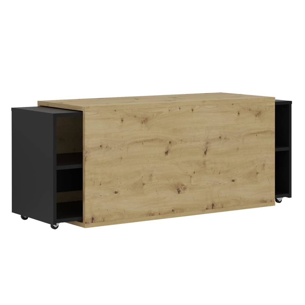 FMD TV cabinet 194.5x39.9x49.2 cm Artisan oak and black