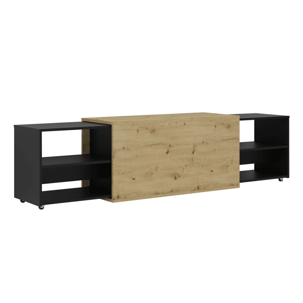 FMD TV cabinet 194.5x39.9x49.2 cm Artisan oak and black