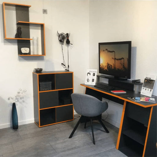 FMD samostojeća polica s 3 otvorena odjeljka 68,5x33x99 cm antracit