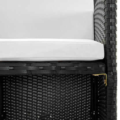 11 kom. Vrtna blagovaonska grupa s jastucima od poliratana crne boje